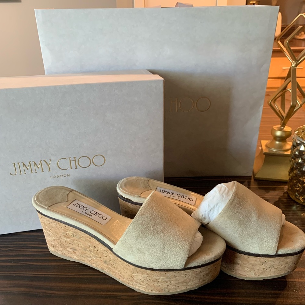 Jimmy Choo DeeDee Suede Platform Mules Size 37